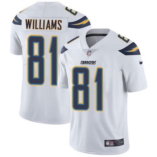 Men's Los Angeles Chargers #81 Mike Williams White Vapor Untouchable Limited Stitched NFL Jersey